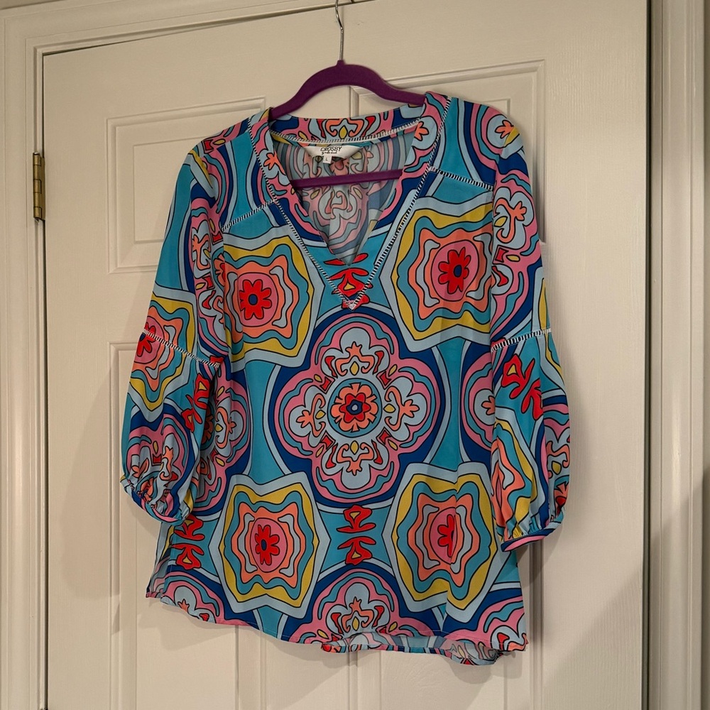 Crosby by Mollie Burch Jannie Top sz LG Medallion Print